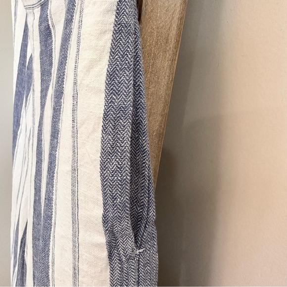 Madewell Huston Linen Blend Stripe Pull On Crop Pant Blue/White Size Med… - Picture 7 of 16